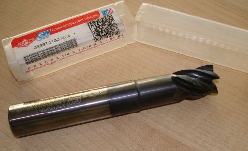 Pct/gw 5/8&#034; 5 flute tiain coated carbide end mill,ext. neck &#034;brand new&#034;t41007504 for sale