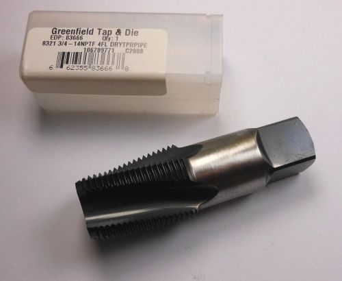 Greenfield spiral flute pipe tap 3/4-14 nptf hsse 4fl 83666 &lt;1775&gt; for sale