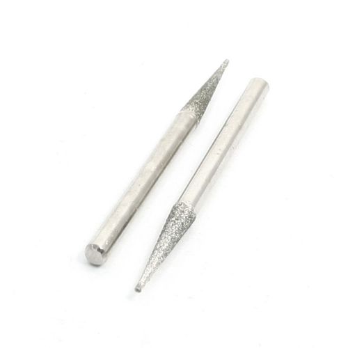 2 Pcs Taper Shape 3mm Shank Diamond Points Grinding Drill Bits