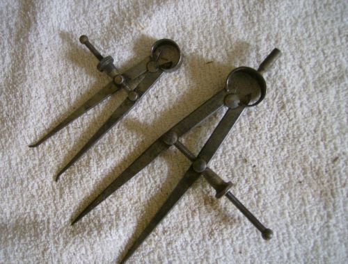 Antique goodell pratt 7&#034; compass divider  -and-  lufkin rule 5&#034; inside caliper for sale