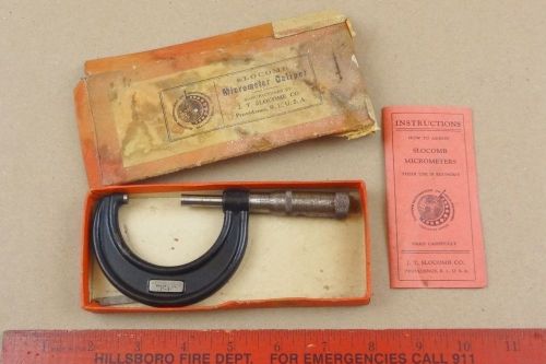 NOS SLOCUMB MICROMETER CALIPER MACHINIST LATHE TOOL &amp; BOX &amp; INSTRUCTIONS