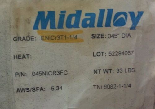 Midalloy mastercor enicr3t1-1/4 .045 x 33lb spool of welding wire for sale