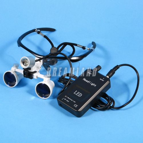 New Dental 3.5X 420mm Magnifying Surgical Binocular Loupes Glasses+Led Headlight