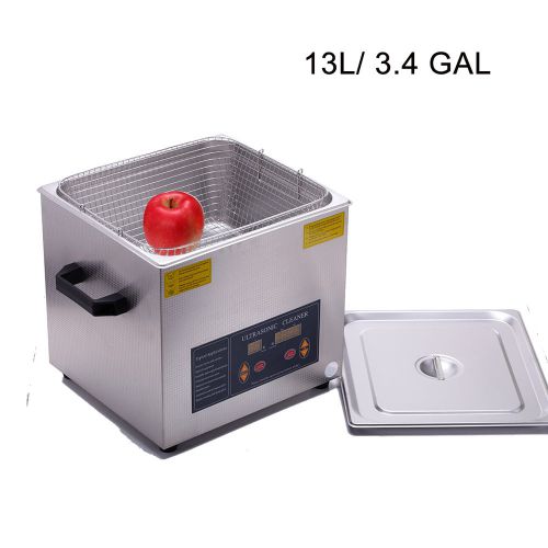 13l professional digital ultrasonic cleaner machine w/bath+basket+cover for sale