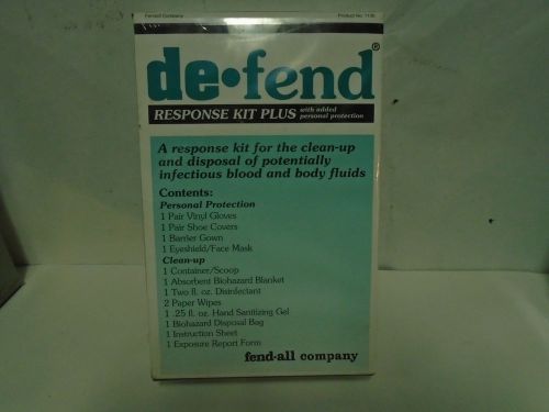 NEW SEALED DE-FEND RESPONSE KIT PLUS CLEANUP &amp; DISPOSAL INFECTIOUS BODY FLUIDS