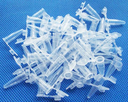 100pcs 0.2ml Cylinder Bottom Micro Centrifuge Tubes w Caps Clear EP