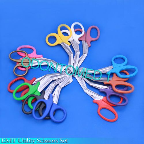 3 pcs(pink&amp;teal&amp;neon orange)utility bandage trauma emt ems shears scissors 7.25&#034; for sale