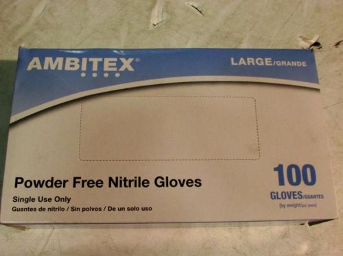 Lot of (10) ambitex nlg5201 pf nitrile glove large blue 100pk for sale
