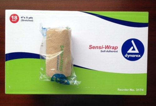 Dynarex Sensi-Wrap 4&#034;x5yrds Self-adherent 18/bx #3174 NEW Sensiwrap Coban Coflex