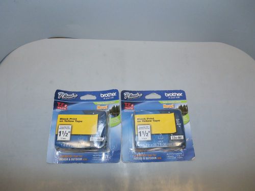 2 Pack Genuine Brother Tze661 Tze-661 1 1/2&#034;x26.2ft Blk Print Yellow Tape