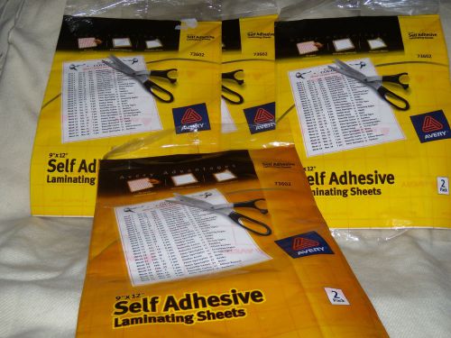 (4) Avery Self-Adhesive Laminating Sheets 2-pack 9x12 Laminating Sheets = 8 Shee