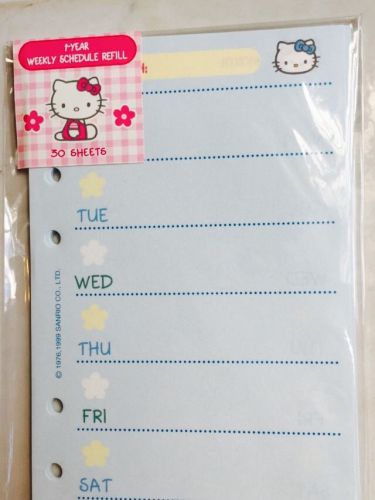 HELLO KITTY Day Planner WEEKLY Schedule Refill Pages For A Year, RARE, Sanrio