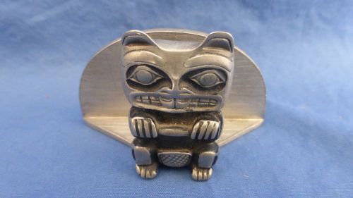 Frederick Pewter Canada TOTEM BUSINESS CARD HOLDER Hand Hammered Signed