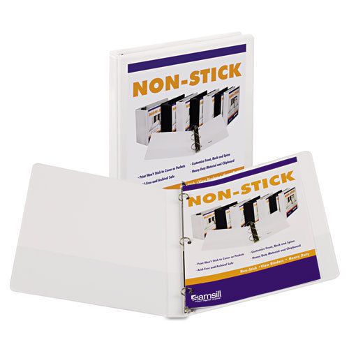 Nonstick Round Ring Poly View Binder, 11 x 8-1/2, 1/2&#034; Capacity, White