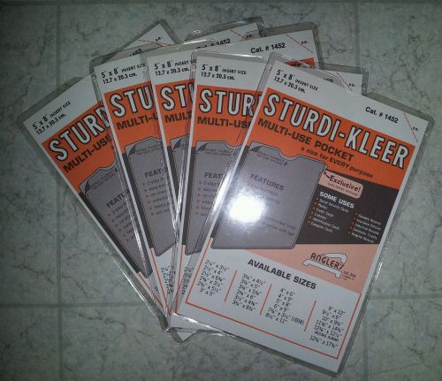 Vintage NEW LOT OF 5 Anglers Sturdi-Kleer Multi Use Vinyl Pocket 1452 5&#034; x 8&#034;