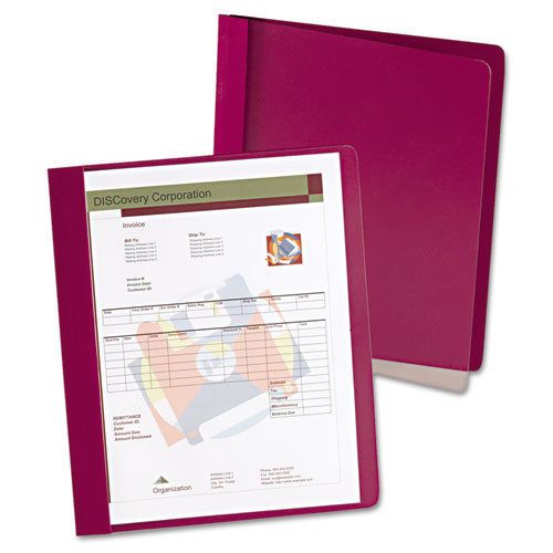 Extra-wide clear front report covers, letter size, red, 25/box for sale