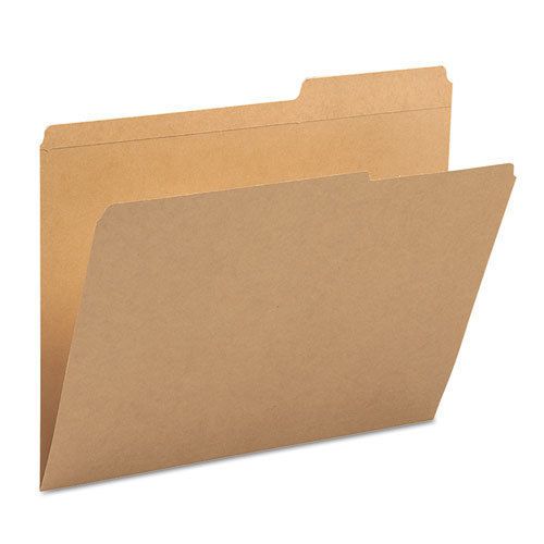 Kraft File Folders, 2/5 Cut Right, Reinforced Top Tab, Letter, Kraft, 100/Box