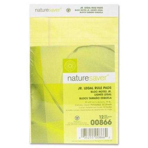 Nature Saver Jr. Legal Pads, Ruled, Recycled, 5&#034;x8&#034;, 50 Shts, Canary (NAT00866)