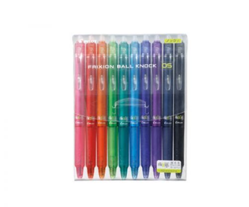 Pilot Frixion 10 Erasable Knocking Ball-Point Pens Set 0.5mm LFBK-230EF-10C New