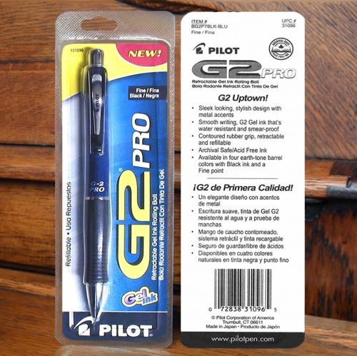 NEW SEALED PILOT G2 PRO GEL FINE BLACK INK BLUE BARREL ROLLINGBALL PEN  31096