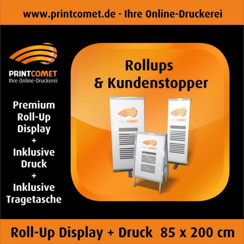 Roll up display banner inkl. druck 85 x 200 werbebanner rollup inklusive tasche for sale