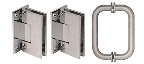 CRL Brushed Nickel Vienna Frameless Shower Pull and Hinge Set 3/8&#034; - 1/2&#034; Glass