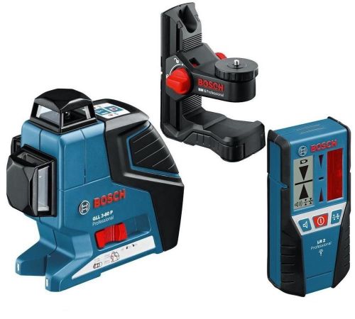 Bosch GLL3-80P Line Laser + BM1 Wall Mount + LR2 Receiver Tiling Laser Combo set