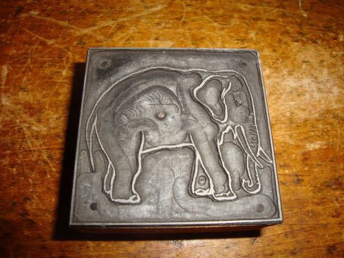 Antique Printer Block Cut Advertising Picture Elephant