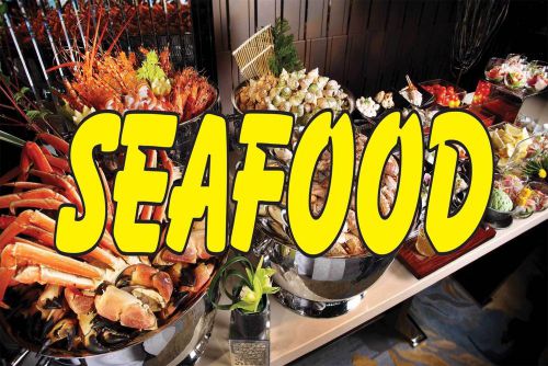 Sea Food Vinyl Banner /grommets 2ft x 3ft made in USA white rv23