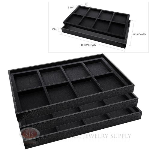 3 wooden sample display trays 3 divided 8 compartment black tray liner inserts for sale