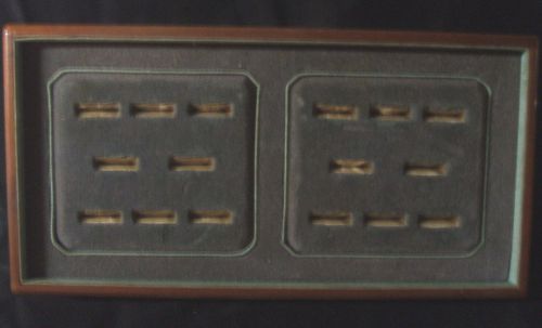 Jewelers ring display case holds 16 rings   wood frame  velour inserts for sale