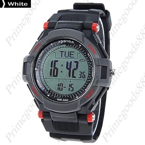 Waterproof digital sport dual time compass alarm men&#039;s wrist wristwatch white for sale