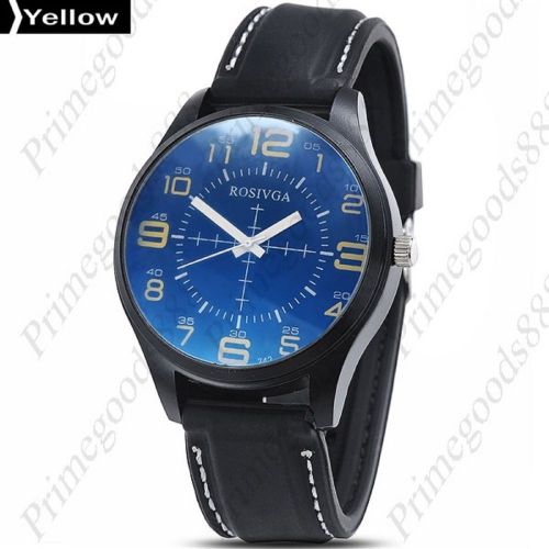 Blue glass sniper dial black rubber quartz wrist wristwatch men&#039;s yellow for sale