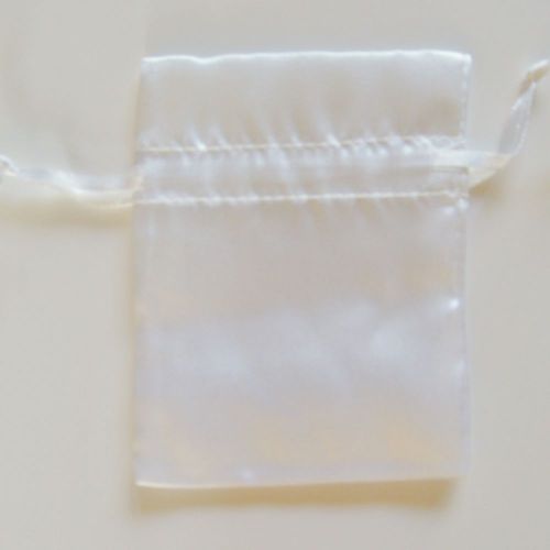 10 Satin Drawstring Pouches 5&#034;x 8&#034; WHITE Jewelry Bags