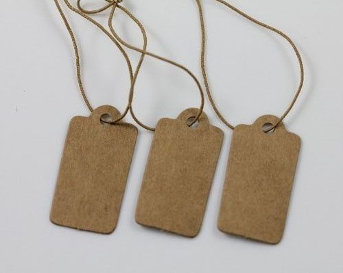 100pcs jewelry label price tags elastic pre-strung kraft paper 30*15mm for sale