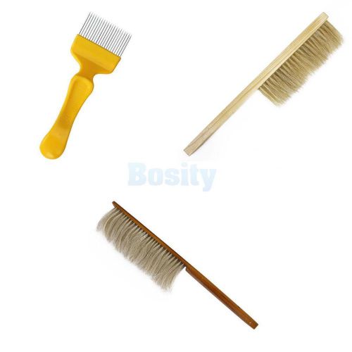 Honeycomb Bee Keeping Uncapping Fork + 2x Beekeeping Bee Hive Brush Tool Equip