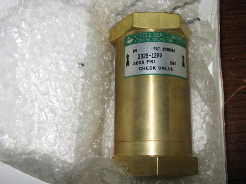 1 pc Circle Seal Controls 232B-12PP Check Valve, 3000 PSI, New