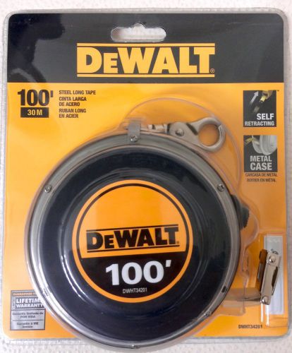 DeWALT 100&#039; STEEL LONG TAPE MEASURE SELF RETRACTING METAL CASE DWHT34201 • NEW •