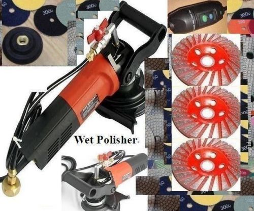 Wet polisher concrete marble 4&#034; diamond polishing 25 pads 5 cup wheel granite for sale