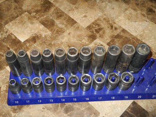 Snap-on tools 1/2&#034; drive shallow &amp; deep metric 6-point socket set 21pcs for sale