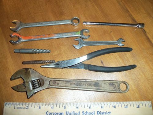 8 - proto, craftsman, hazet tools. tubing wrench, eze outs, adjustable wrench for sale