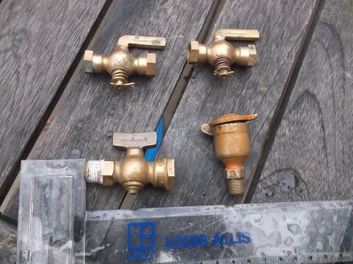 3 Vintage LUNKENHEIMER Brass Shut Off Valves &amp; 1 Grease Cup STEAM ENGINE?