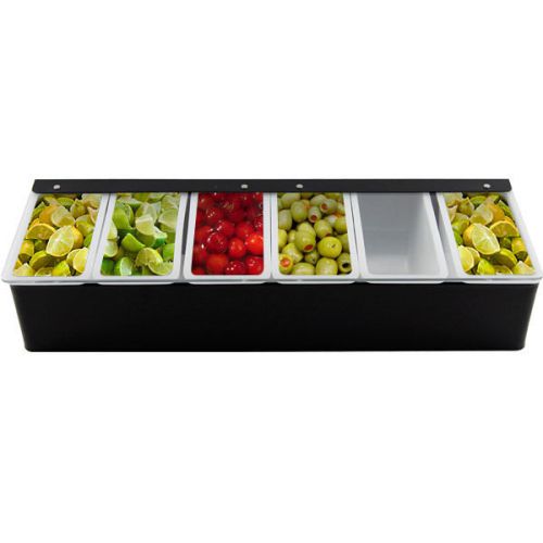 Bar garnish tray - black - 6 compartments - home bar pub &amp; restaurant drink mix for sale