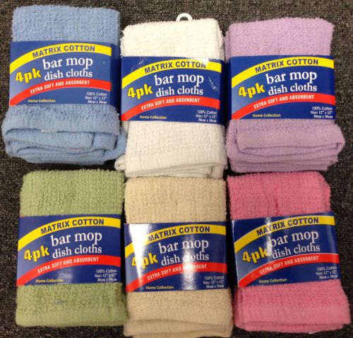 LOT (12 DOZEN) /144 COLOR BARMOP KITCHEN TOWELS 11&#034; x 11&#034;  RESTAURANT GRADE