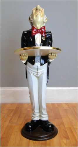 3&#039; Tall butler snobby STATUE wine waiter Gold Leaf Tray Tuxedo Restaurant bar