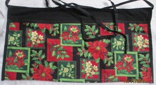 Waiter/waitress Server Waist Apron, Christmas Poinsettas