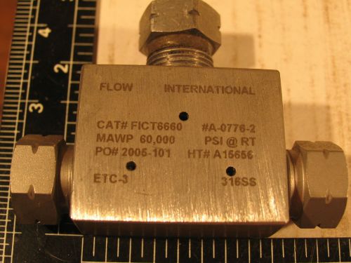 WaterJet Ultra-High Pressure Tee 3/8&#034;npt FLOW INTERNATIONAL #A-0776-2