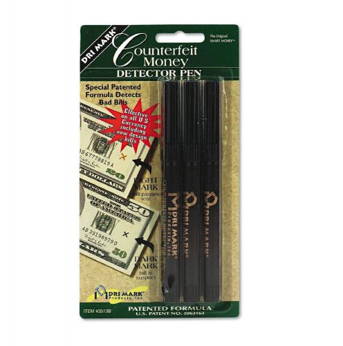 Dri mark counterfeit bill detector pen 3 pack dri3513b1 black dark brown new for sale