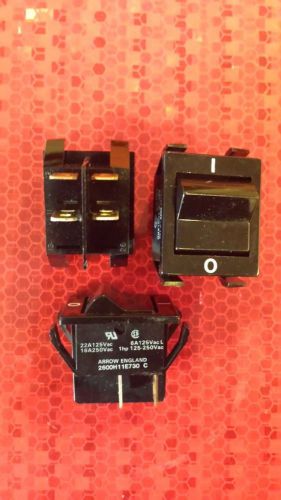 ARROW BLACK POWER SWITCH PN 2600HM11E730, 22A/125V, 16A/250V NOS