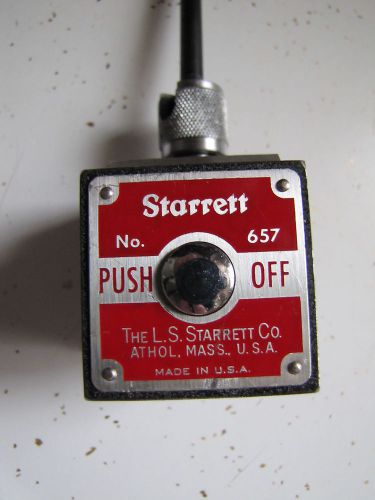 VINTAGE STARRETT PUSH BUTTON MAGNETIC INDICATOR BASE LOCKING SWIVEL HOLDER NO657